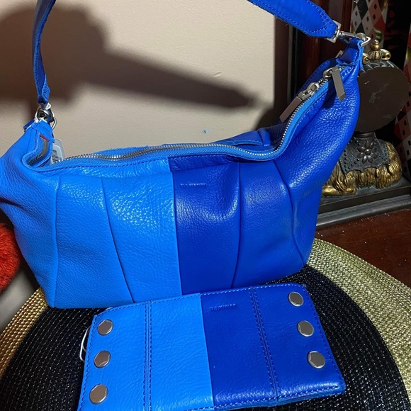 Hammitt Morgan Leather Oasis Blue Galor Blocked and matching wallet - Picture 1 of 2
